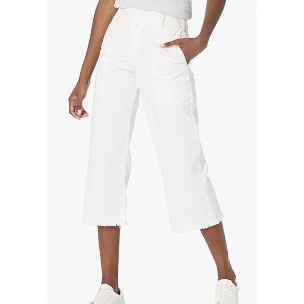 Dickies Juniors Work Crop Fray Hem Twill High-Rise Crop Fit White Size 9/29